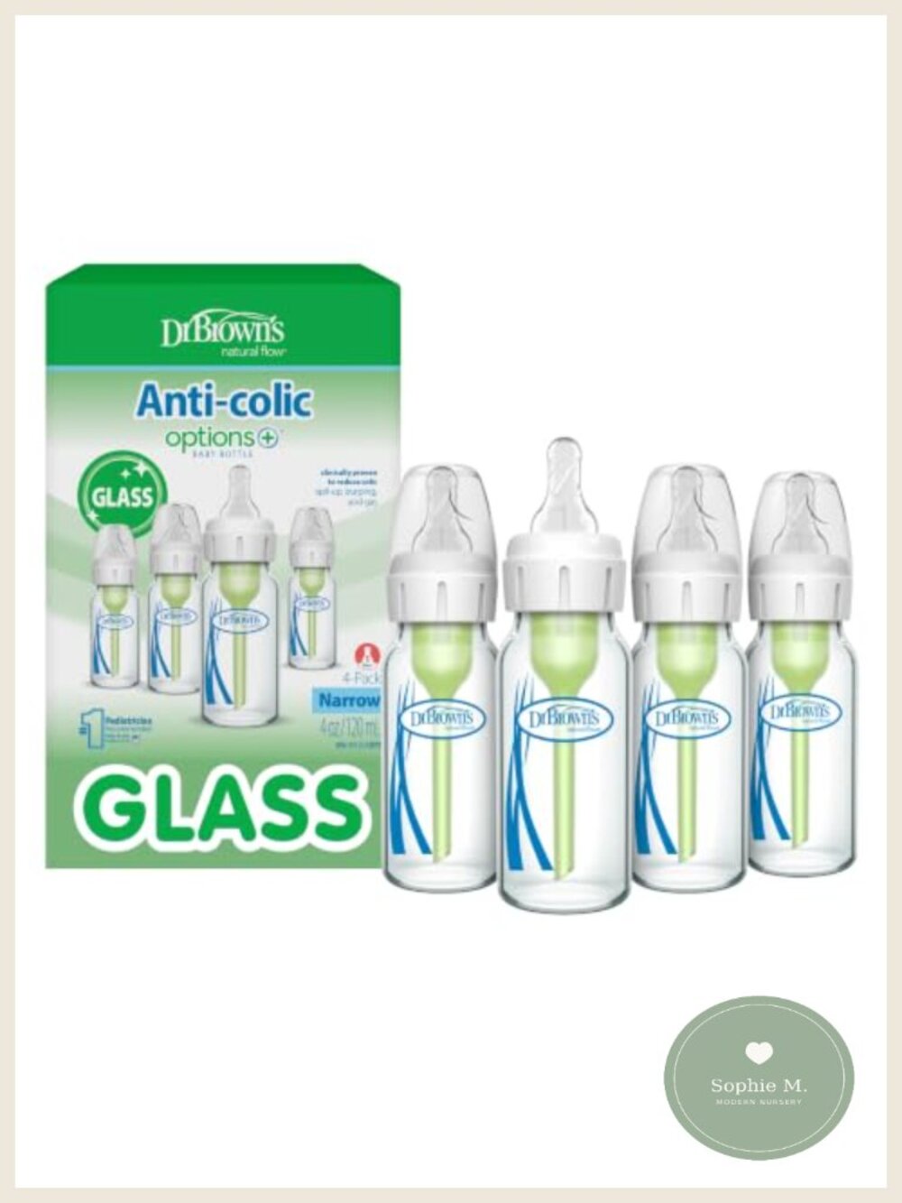 4-Pack Anti-Colic Glass Baby Bottles 4oz Slow Flow BPA-Free New